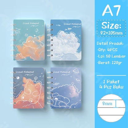 Mini Notebook 1 Pack 4 Pcs Small Scrapbook Note Book Small Note Book 50 Sheets