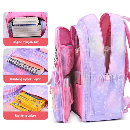 [READY] HOPTECH Girls' School Bags Elementary &amp; Middle School Children's School Bags Large Capacity Waterproof Backpacks Children's Gifts
