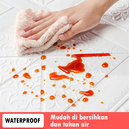 Hoptech - Wallpaper Tempel Sticker Dinding FOAM Timbul 3D Classic Motif Batik 70 x 77 cm
