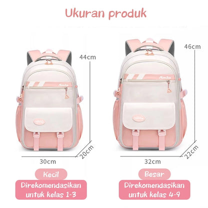 HOPTECH-Kids Backpacks, Girls' School Bags, Waterproof Korean Style, Thick, Gifts for Children 6-15 Years Old
