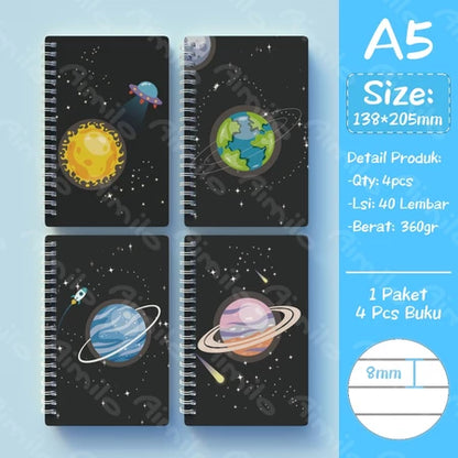 Notebook A5 1 Paket 4 Pcs Buku Diary Aesthetic Buku Jurnal Aesthetic Sekolah 40 Lembar