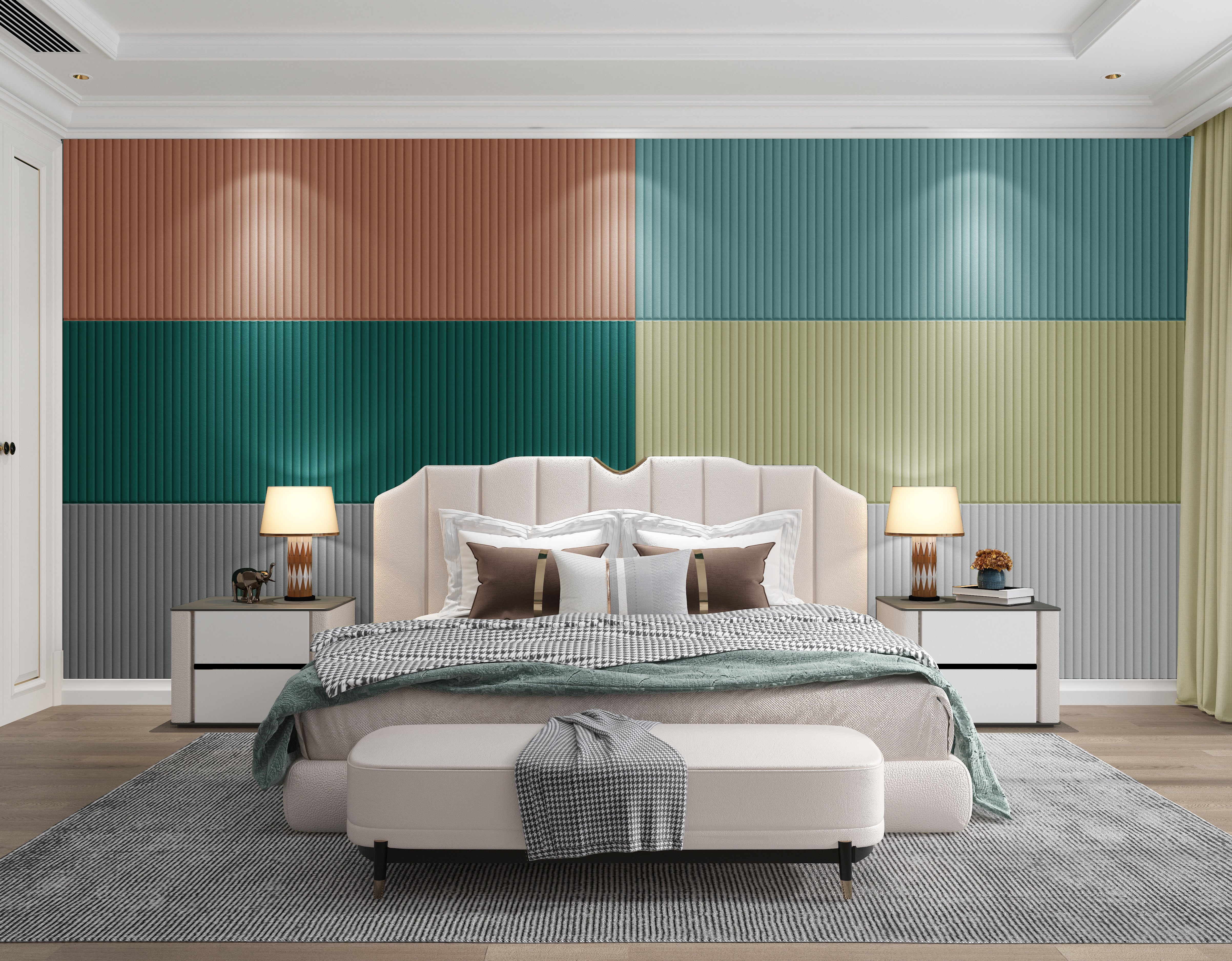 Hoptech - Wallpaper Sticker Foam Motif Garis Bahan Kulit Ukuran 76cm x 23cm A46