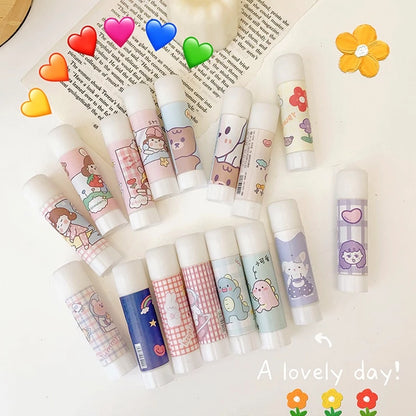 HOPTECH Glue Stick Solid Paper Adhesive Glue Stick Twist Glue Stick School Office Cute Motif