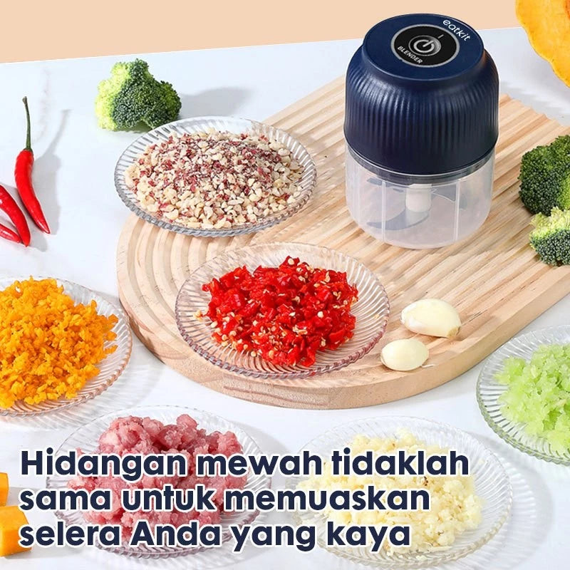 [READY] HOPTECH Mini Chopper Electric Blender Portable 4 Blades 300ml Multifunctional Kitchen Onion Grinder