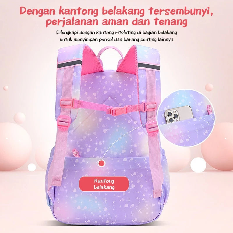 [READY] HOPTECH Girls' School Bags Elementary &amp; Middle School Children's School Bags Large Capacity Waterproof Backpacks Children's Gifts