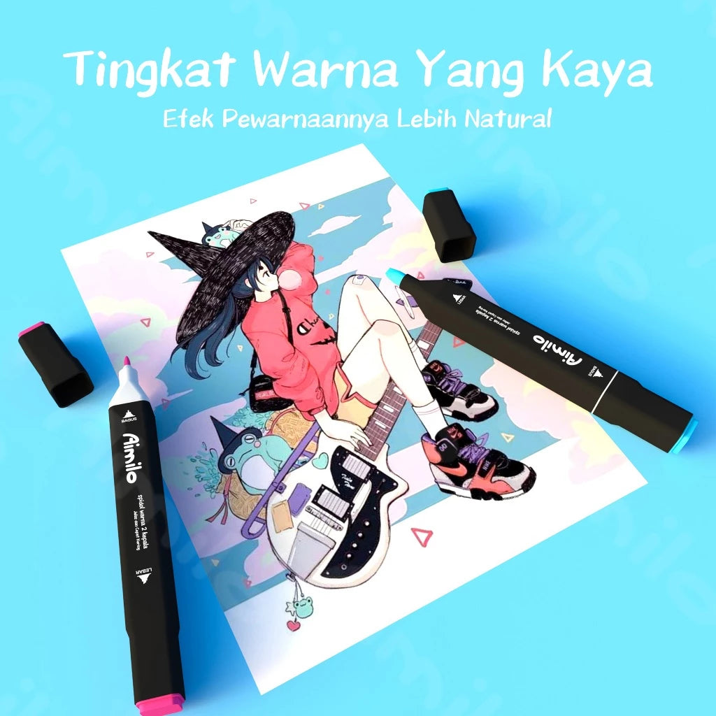 HOPTECH-Colorful Markers 1 Set Sketch Marker 2 Tip Touch Marker 48/60/80 Colors