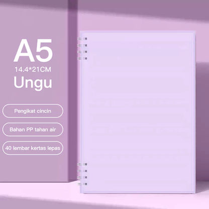 8-Hole Coil Notebook A5 Aesthetic Diary Book Waterproof Cover Note Book 40 Sheets