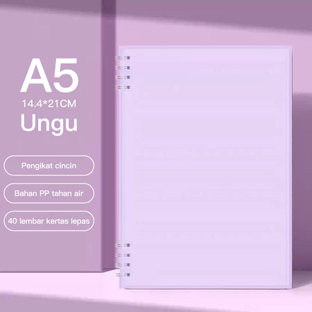8-Hole Coil Notebook A5 Aesthetic Diary Book Waterproof Cover Note Book 40 Sheets