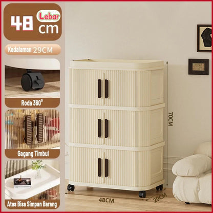 2-5 Layers Folding Plastic Wardrobe with Sliding Door Multipurpose Clothes Storage Wardrobe Storage