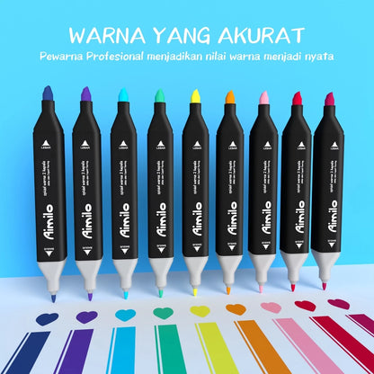 HOPTECH-Colorful Markers 1 Set Sketch Marker 2 Tip Touch Marker 48/60/80 Colors
