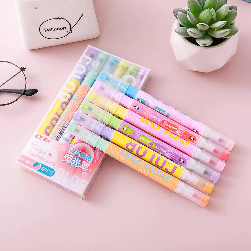 [READY] Hoptech Stabilo Pastel 1 Set 6 PCS 12 Colors Double-Sided Highlighter