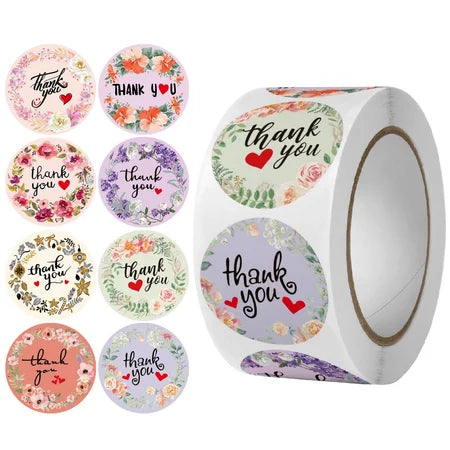 HOPTECH-Thank You Sticker 500 pcs/Color Self Adhesive Seal Label Roll Sticker thank you Large
