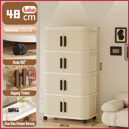 2-5 Layers Folding Plastic Wardrobe with Sliding Door Multipurpose Clothes Storage Wardrobe Storage
