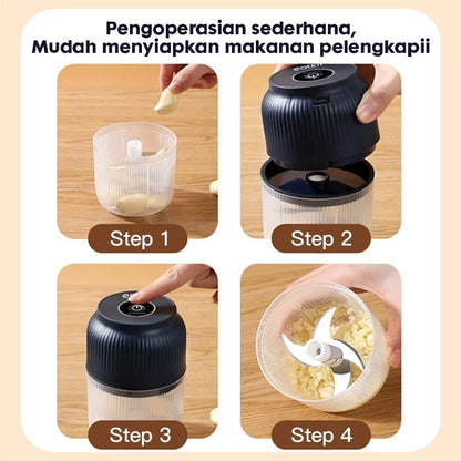 [READY] HOPTECH Mini Chopper Electric Blender Portable 4 Blades 300ml Multifunctional Kitchen Onion Grinder