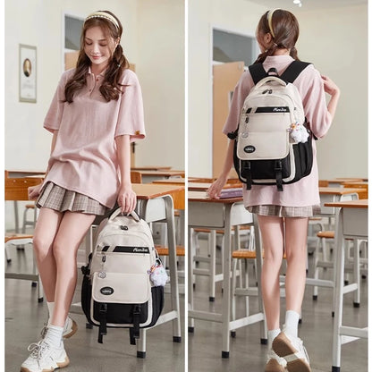 HOPTECH-Kids Backpacks, Girls' School Bags, Waterproof Korean Style, Thick, Gifts for Children 6-15 Years Old