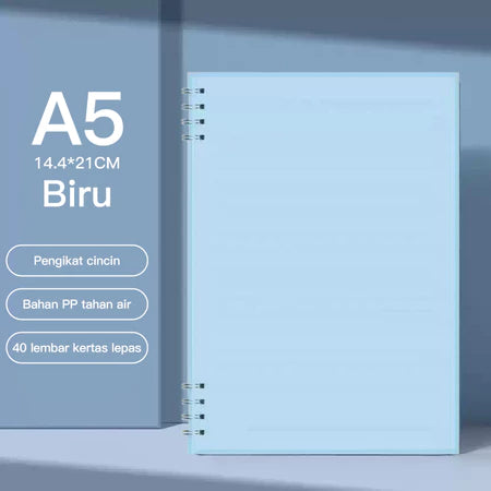 8-Hole Coil Notebook A5 Aesthetic Diary Book Waterproof Cover Note Book 40 Sheets