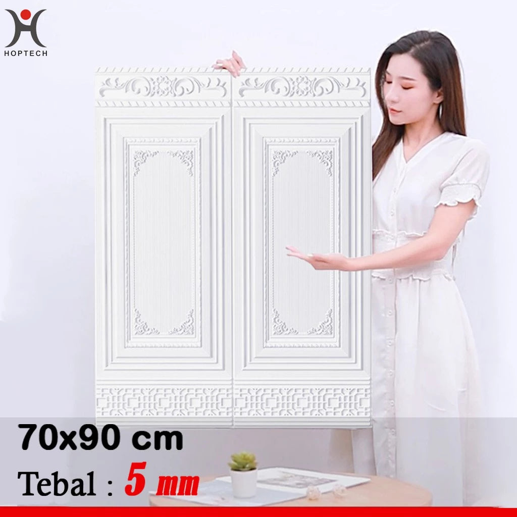 Wallpaper Dinding 3D motif Pintu Jati ukuran 70x90 CM tebal 5MM Self Adhesive