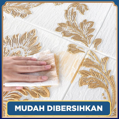 Hoptech - Wallpaper Dinding 3D Foam Motif Batik Bunga | Wallfoam High Quality Dekorasi Rumah