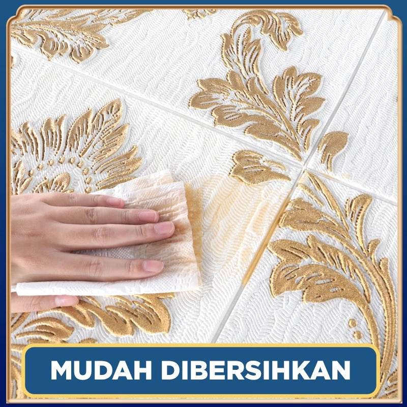 Hoptech - Wallpaper Dinding 3D Foam Motif Batik Bunga | Wallfoam High Quality Dekorasi Rumah