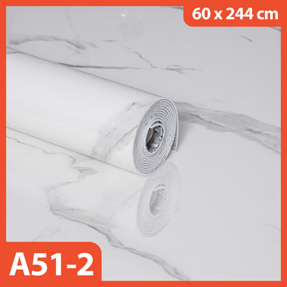 Hoptech - Wallpaper Dinding Motif Marmer Vinyl Waterproof 60x244cm PET Foam Roll Sticker Dekorasi