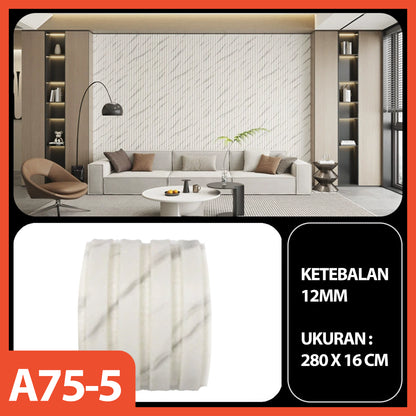 HOPTECH - Wallpaper Sticker Dinding 3D Premium Wood Vinyl Marble XPE Foam , Tebal, Tahan Benturan, Anti Air & Lembab, Dekorasi Ruang Tamu 2.8m