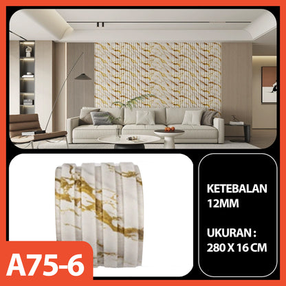HOPTECH - Wallpaper Sticker Dinding 3D Premium Wood Vinyl Marble XPE Foam , Tebal, Tahan Benturan, Anti Air & Lembab, Dekorasi Ruang Tamu 2.8m