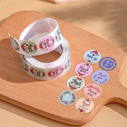 HOPTECH-Thank You Sticker 500 pcs/Color Self Adhesive Seal Label Roll Sticker thank you Large