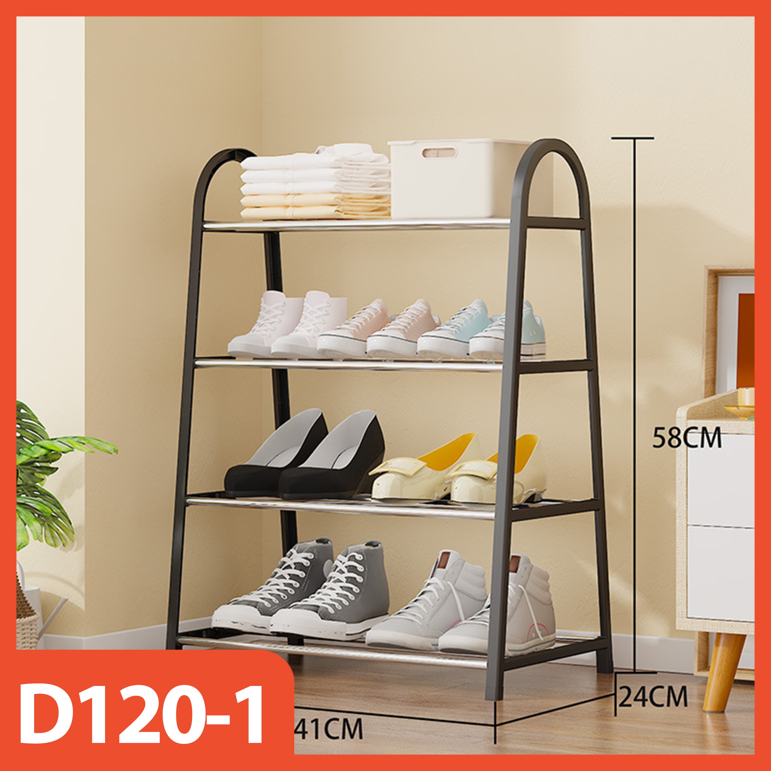 Hoptech 4+5-Tier Shoe Rack | Minimalist, Rust-Resistant, Strong, Multi-Purpose, Black Steel
