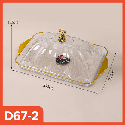 Hoptech - Dekorasi Nampan Tray Mewah/Nampan Dengan Pegangan Handle Gold/Snack Fruit Tray