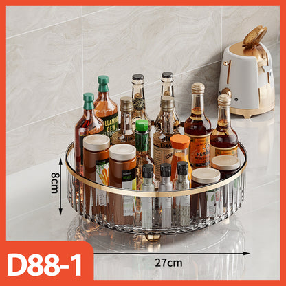Hoptech - Rak Buah / Snack Putar / Rak Bumbu Putar Transparan / Kitchen Rack Organizer/Rak Serbaguna