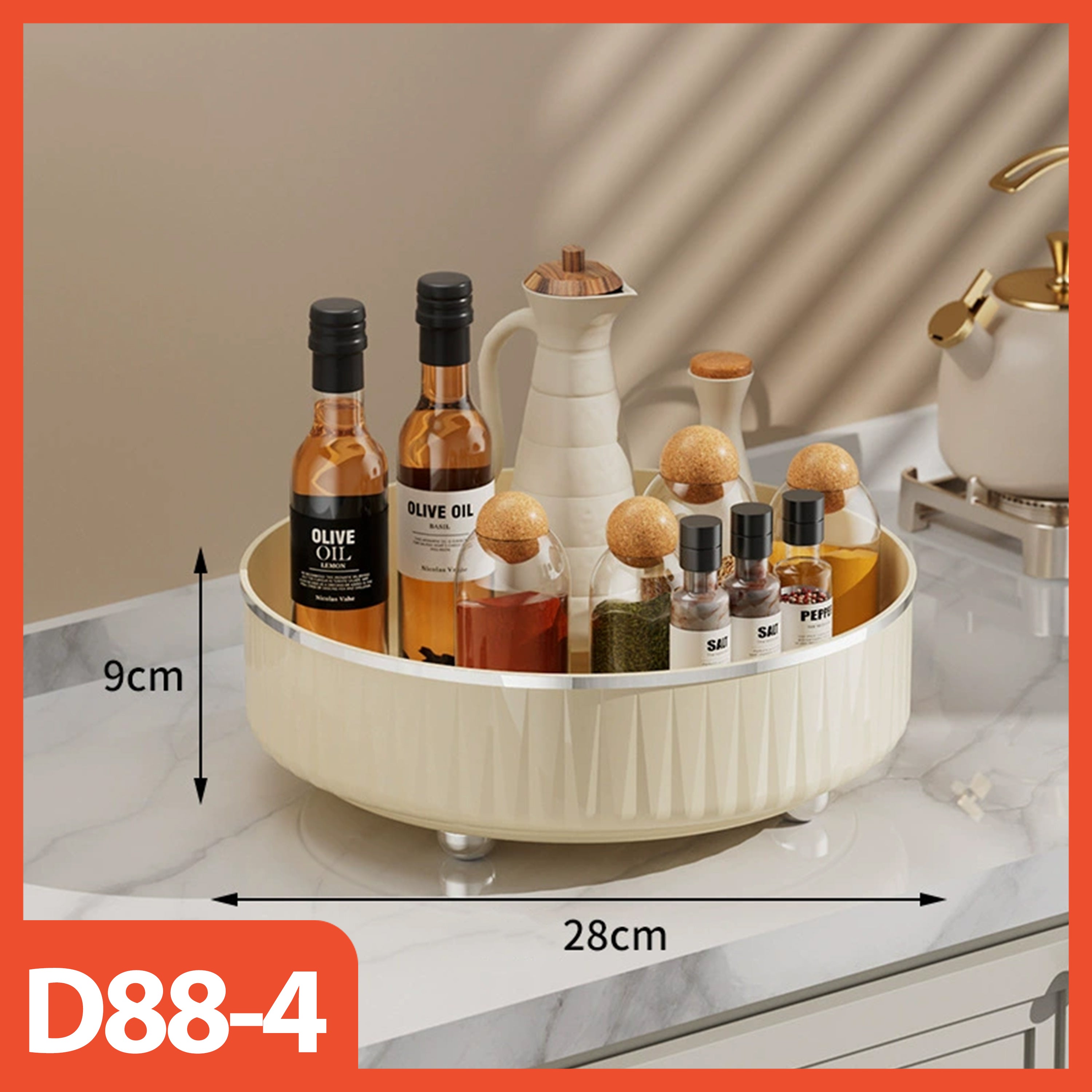 Hoptech - Rak Buah / Snack Putar / Rak Bumbu Putar Transparan / Kitchen Rack Organizer/Rak Serbaguna