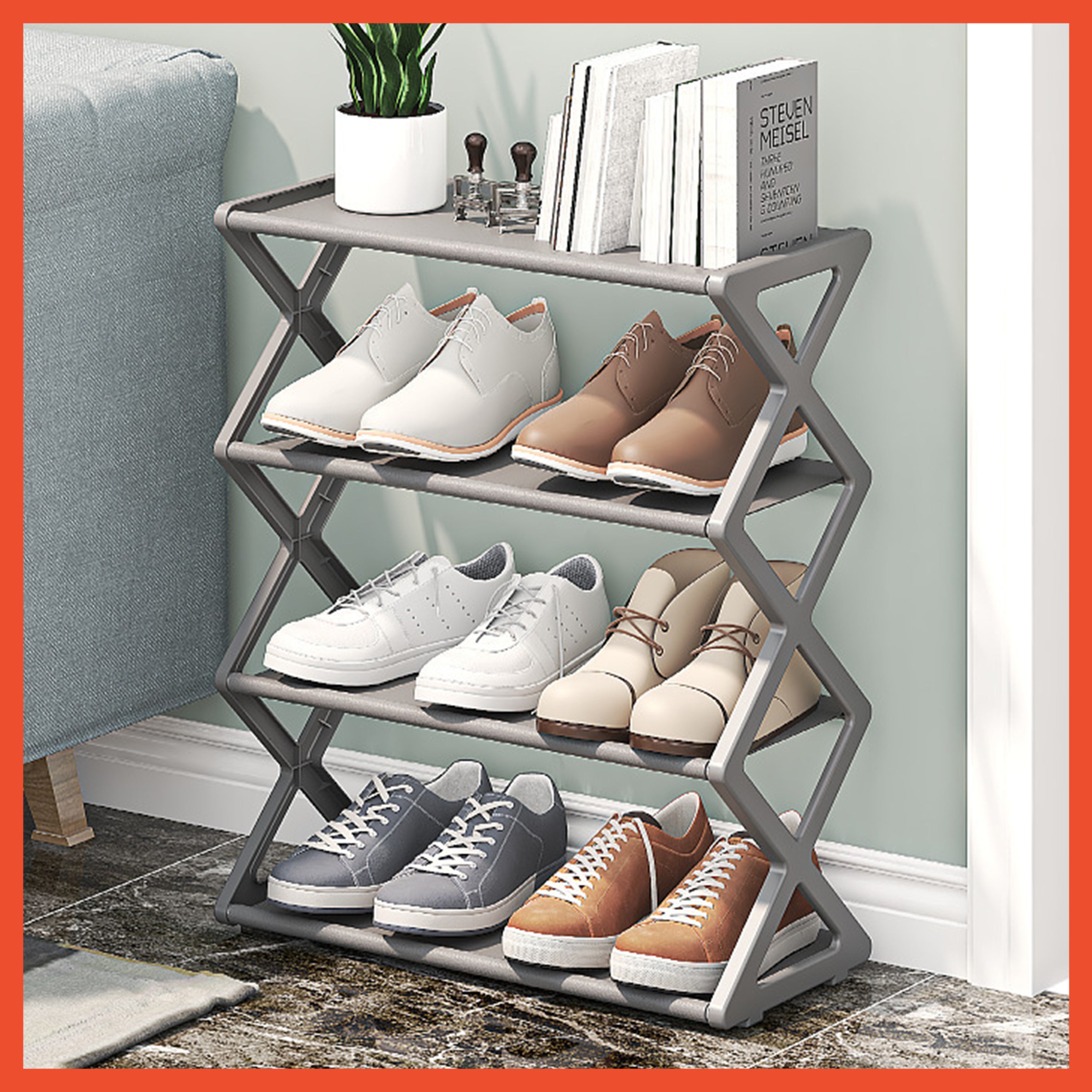 Hoptech - Multipurpose, Minimalist, Portable 4/5-Tier Shoe Rack for Shoes &amp; Sandals | Sturdy and Durable