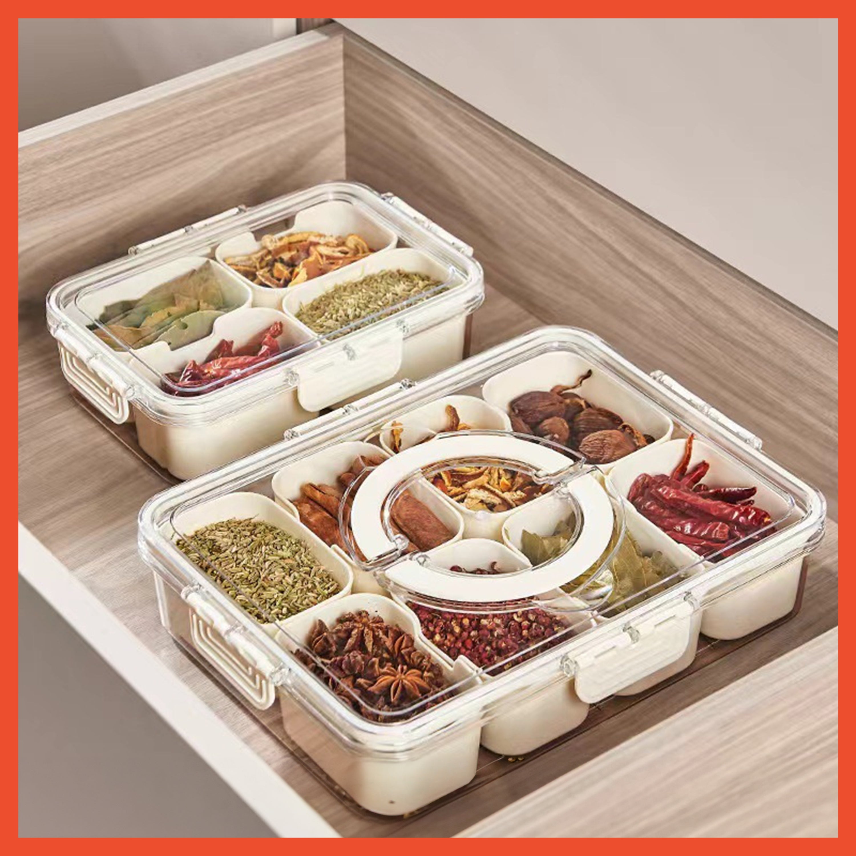 Hoptech - Food Container 4/8 Grid Snack Storage Box Airtight Refrigerator Container