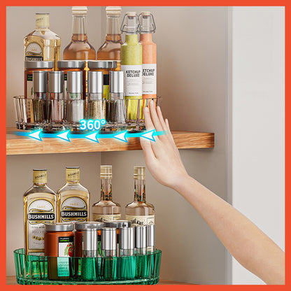 Hoptech - Rak Buah / Snack Putar / Rak Bumbu Putar Transparan / Kitchen Rack Organizer/Rak Serbaguna