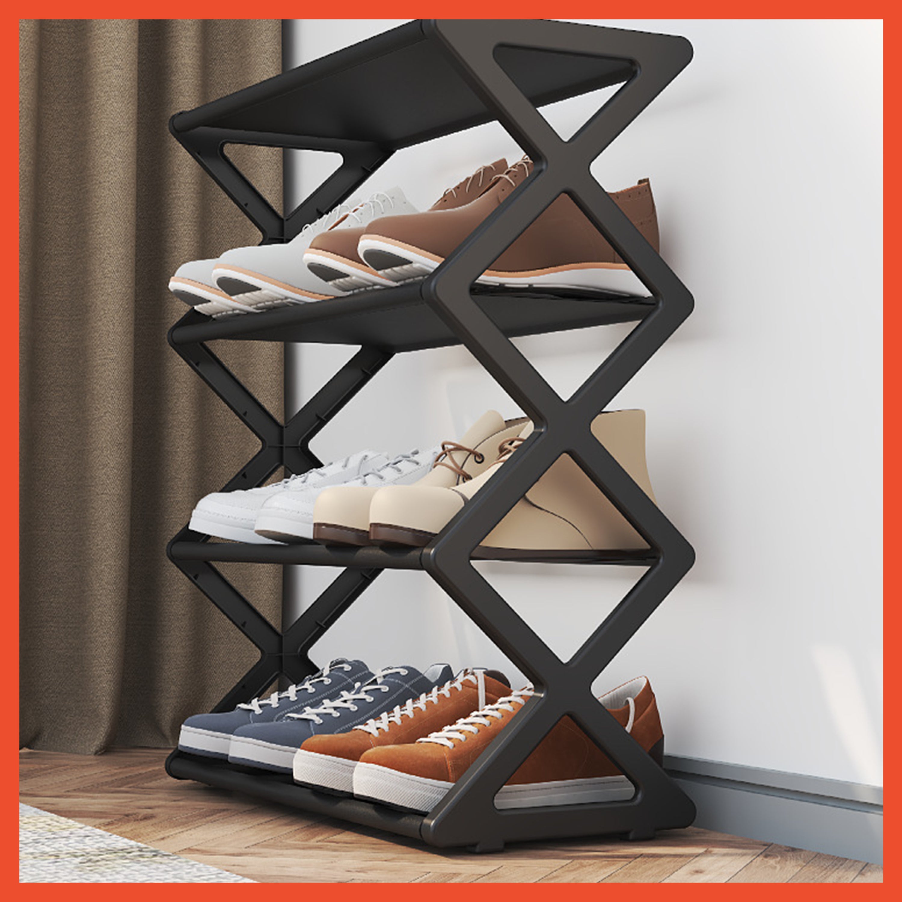 Hoptech - Multipurpose, Minimalist, Portable 4/5-Tier Shoe Rack for Shoes &amp; Sandals | Sturdy and Durable