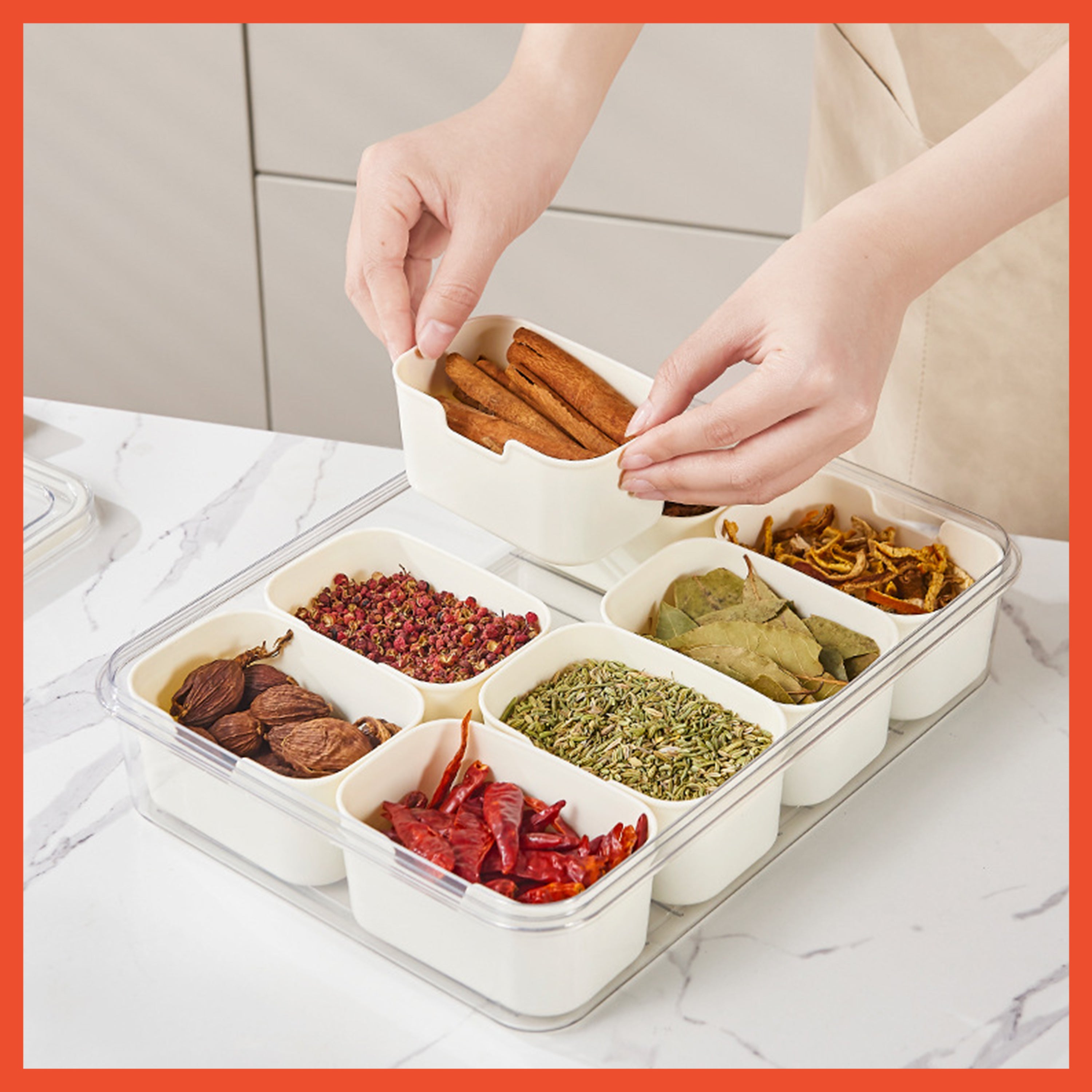 Hoptech - Food Container 4/8 Grid Snack Storage Box Airtight Refrigerator Container
