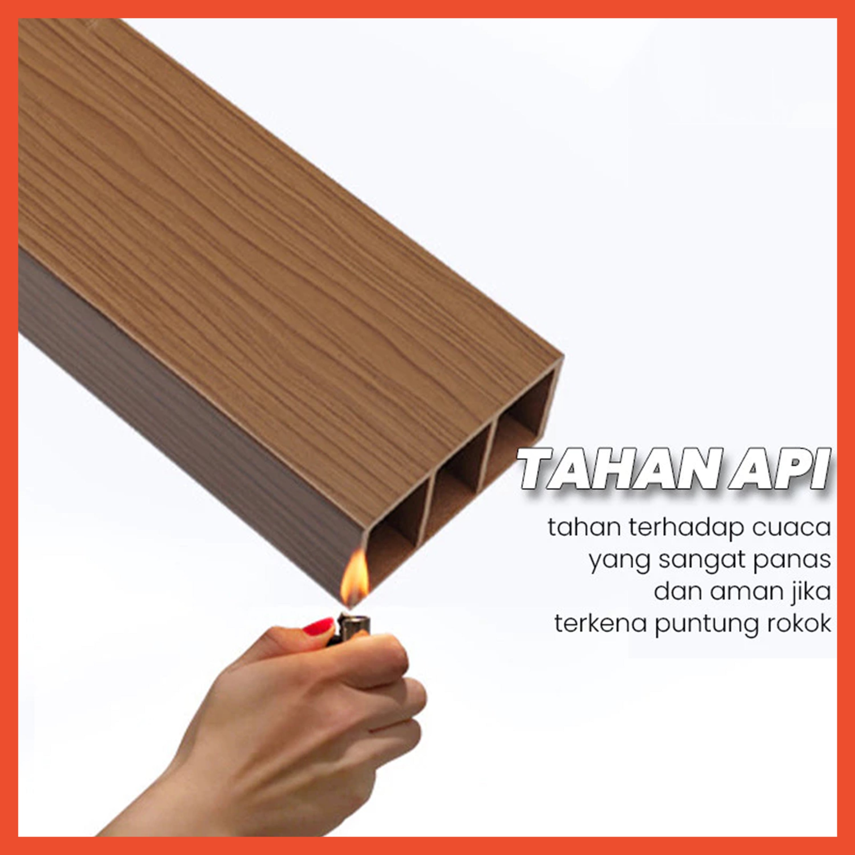 Partisi Hollow PVC WPC PVC Kisi Kisi Kotak Pembatas Dinding 2.9mtr 290cm 5x5cm 5x10cm 5x9cm