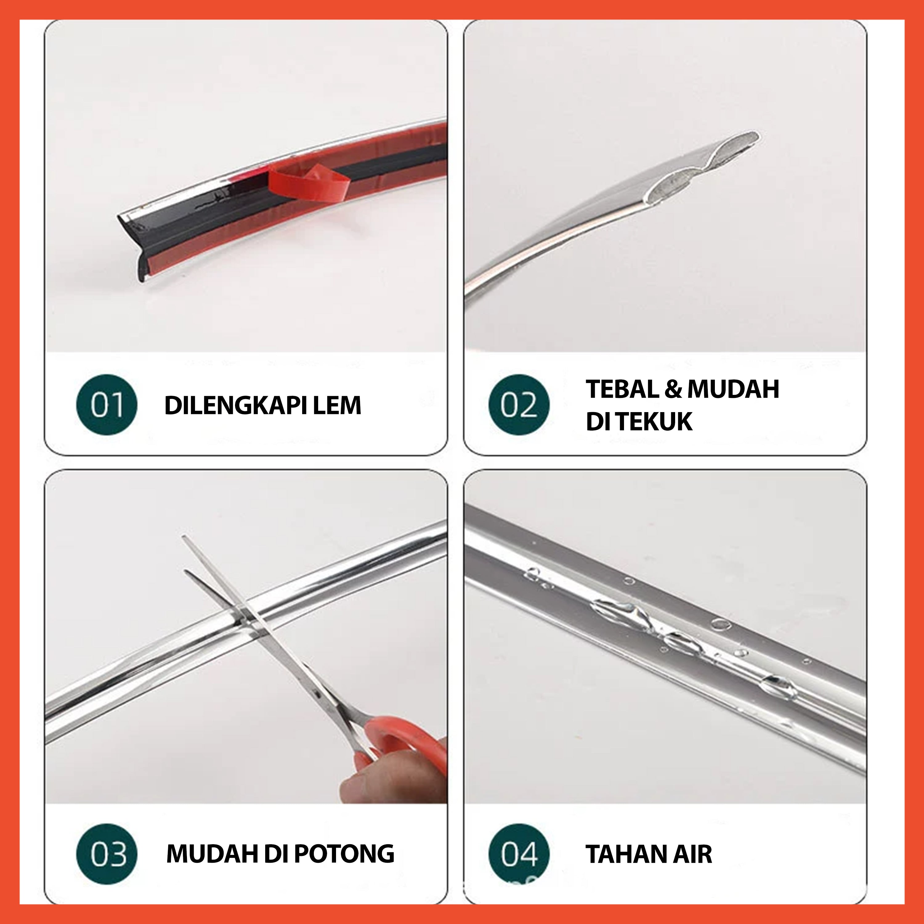 Hoptech - List Plat Strip Mirror PVC – List Dekorasi Wallpaper / Sudut Dinding