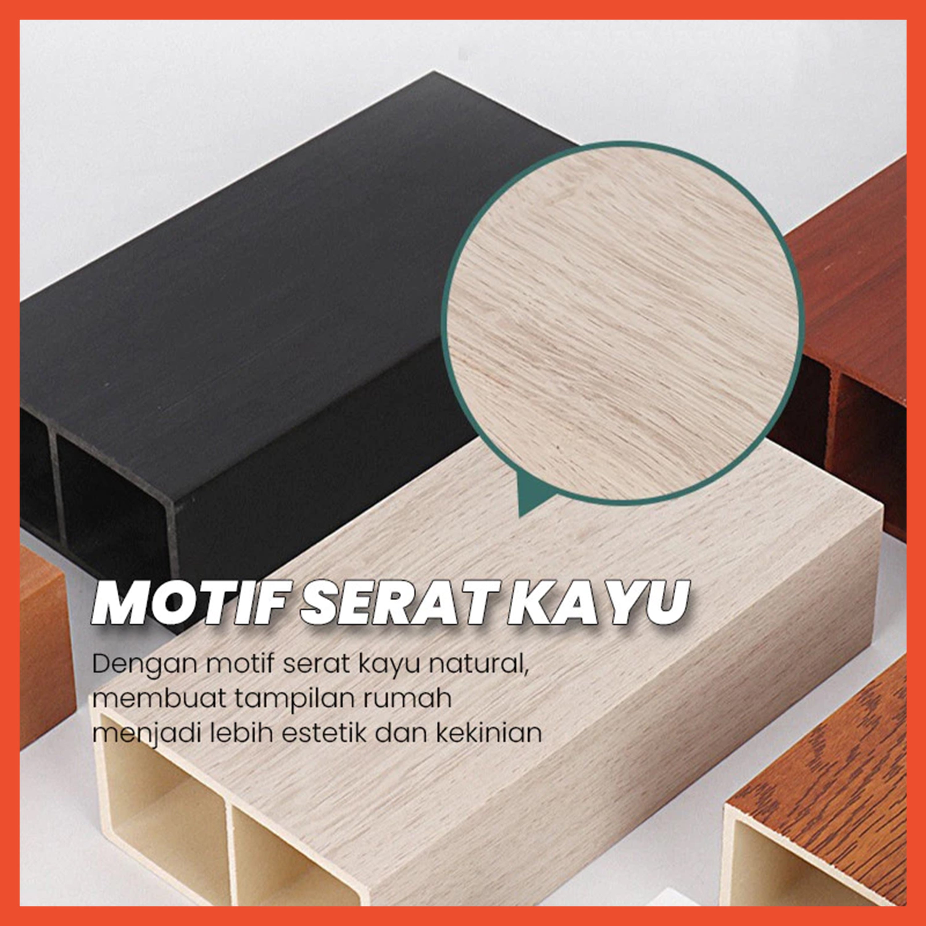 Partisi Hollow PVC WPC PVC Kisi Kisi Kotak Pembatas Dinding 2.9mtr 290cm 5x5cm 5x10cm 5x9cm