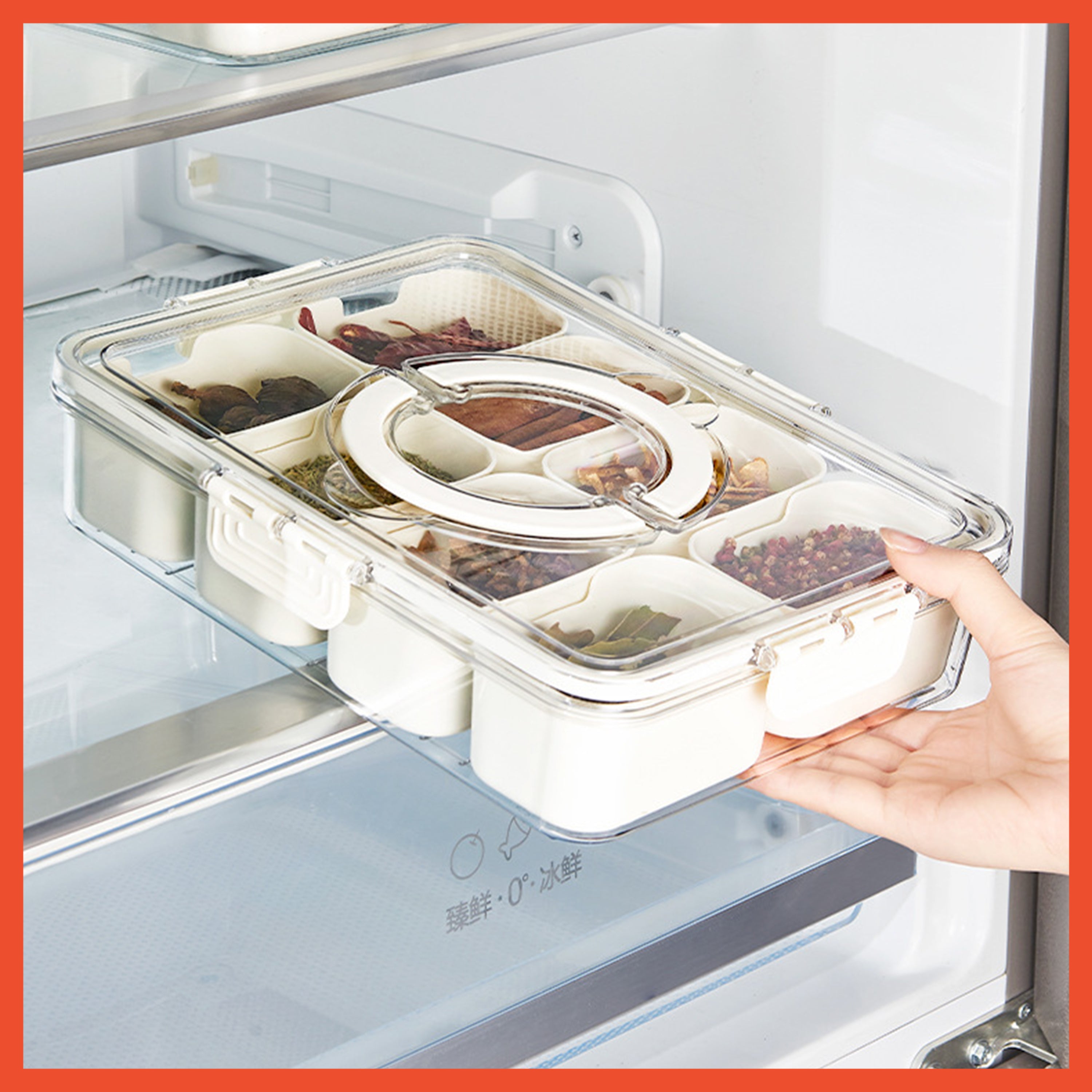 Hoptech - Food Container 4/8 Grid Snack Storage Box Airtight Refrigerator Container