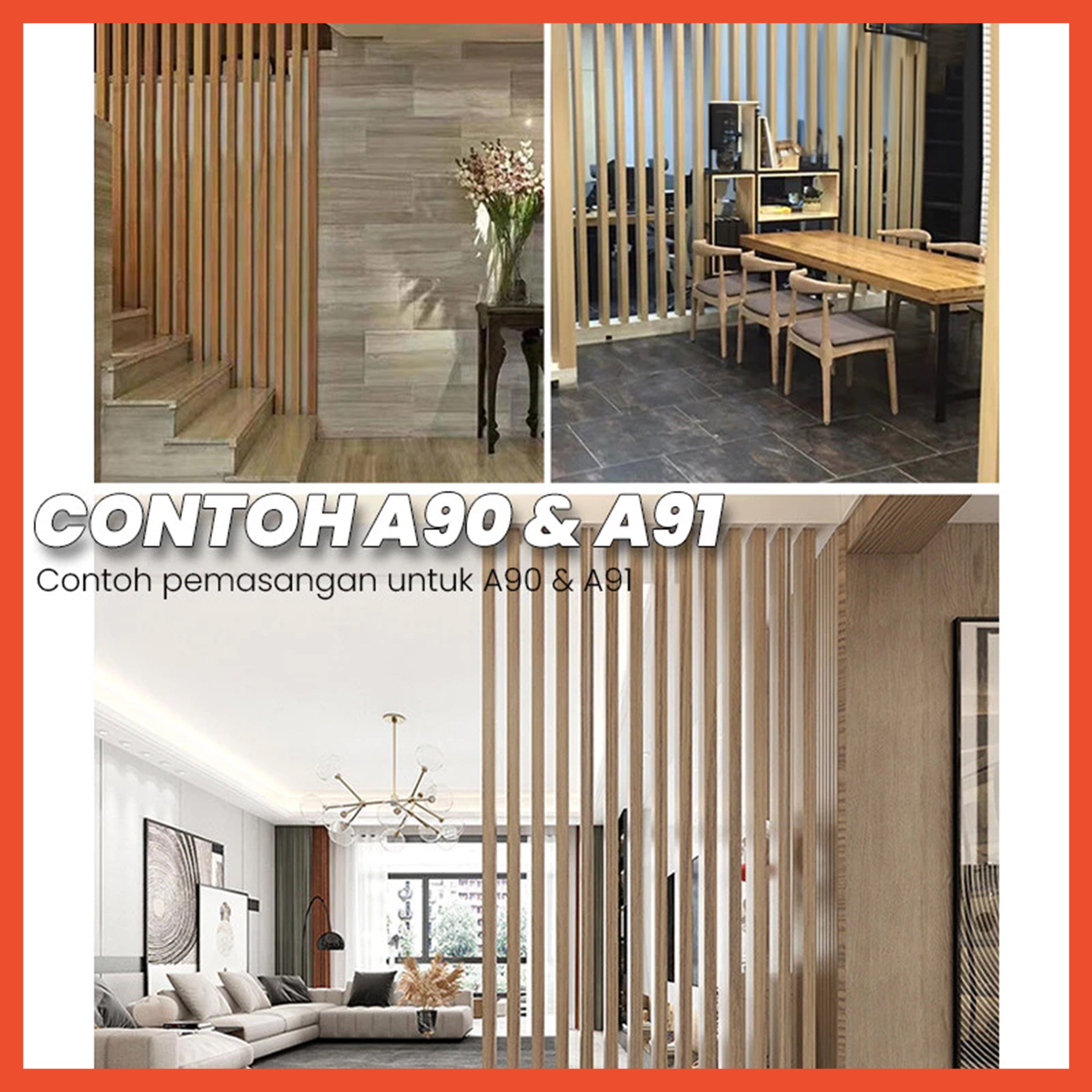 Partisi Hollow PVC WPC PVC Kisi Kisi Kotak Pembatas Dinding 2.9mtr 290cm 5x5cm 5x10cm 5x9cm