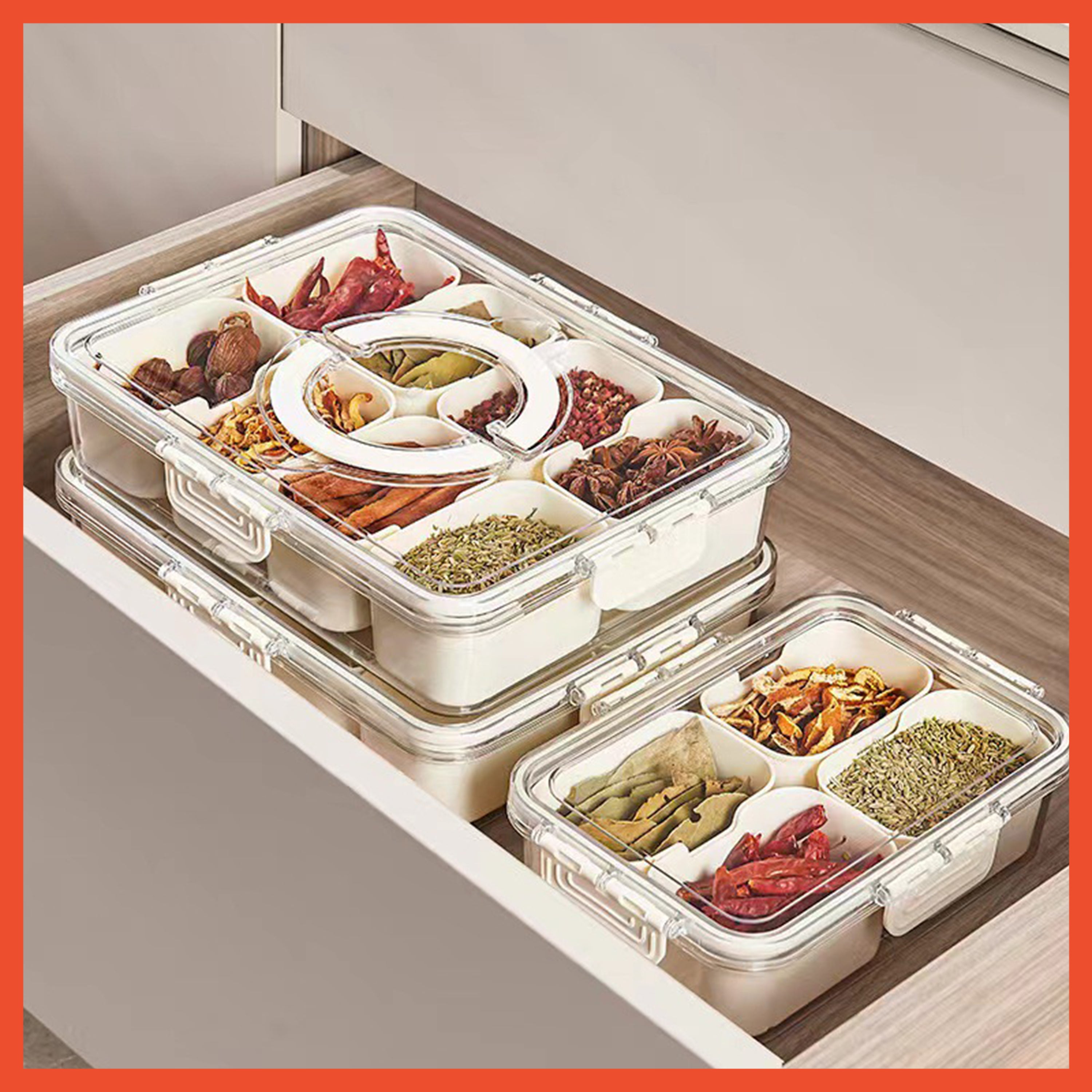Hoptech - Food Container 4/8 Grid Snack Storage Box Airtight Refrigerator Container