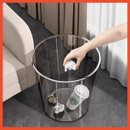 Hoptech - Tempat Sampah Transparan 12L Aesthetic, untuk Meja, Kantor, Kamar Mandi & Dapur