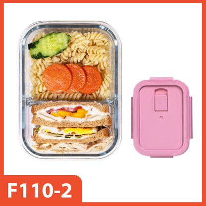 HOPTECH - THICK GLASS LUNCH BOX | HEAT-RESISTANT GLASS LUNCH BOX WITH LID | BPA FREE AND FOOD GRADE