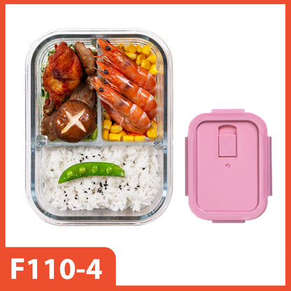 HOPTECH - THICK GLASS LUNCH BOX | HEAT-RESISTANT GLASS LUNCH BOX WITH LID | BPA FREE AND FOOD GRADE