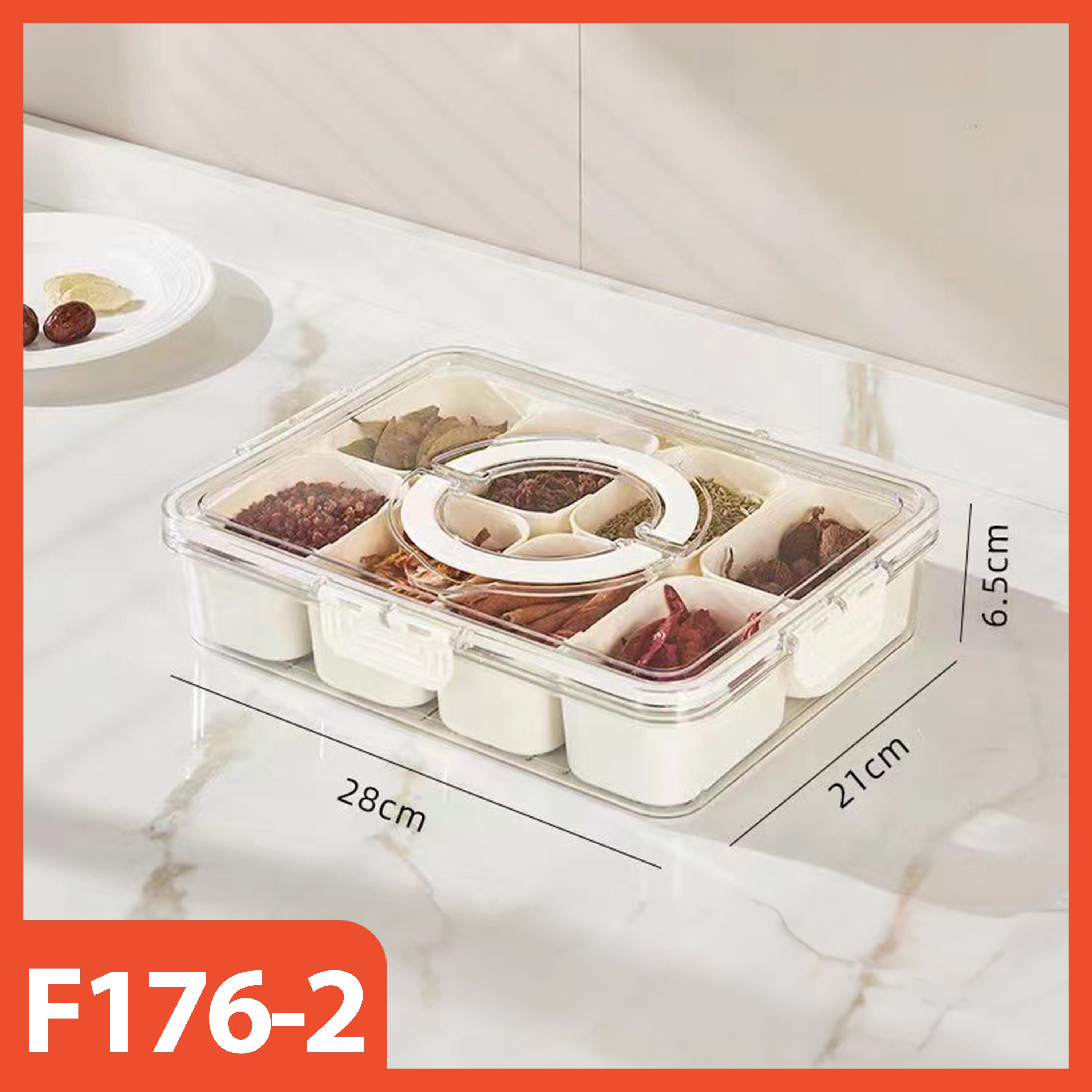Hoptech - Food Container 4/8 Grid Snack Storage Box Airtight Refrigerator Container