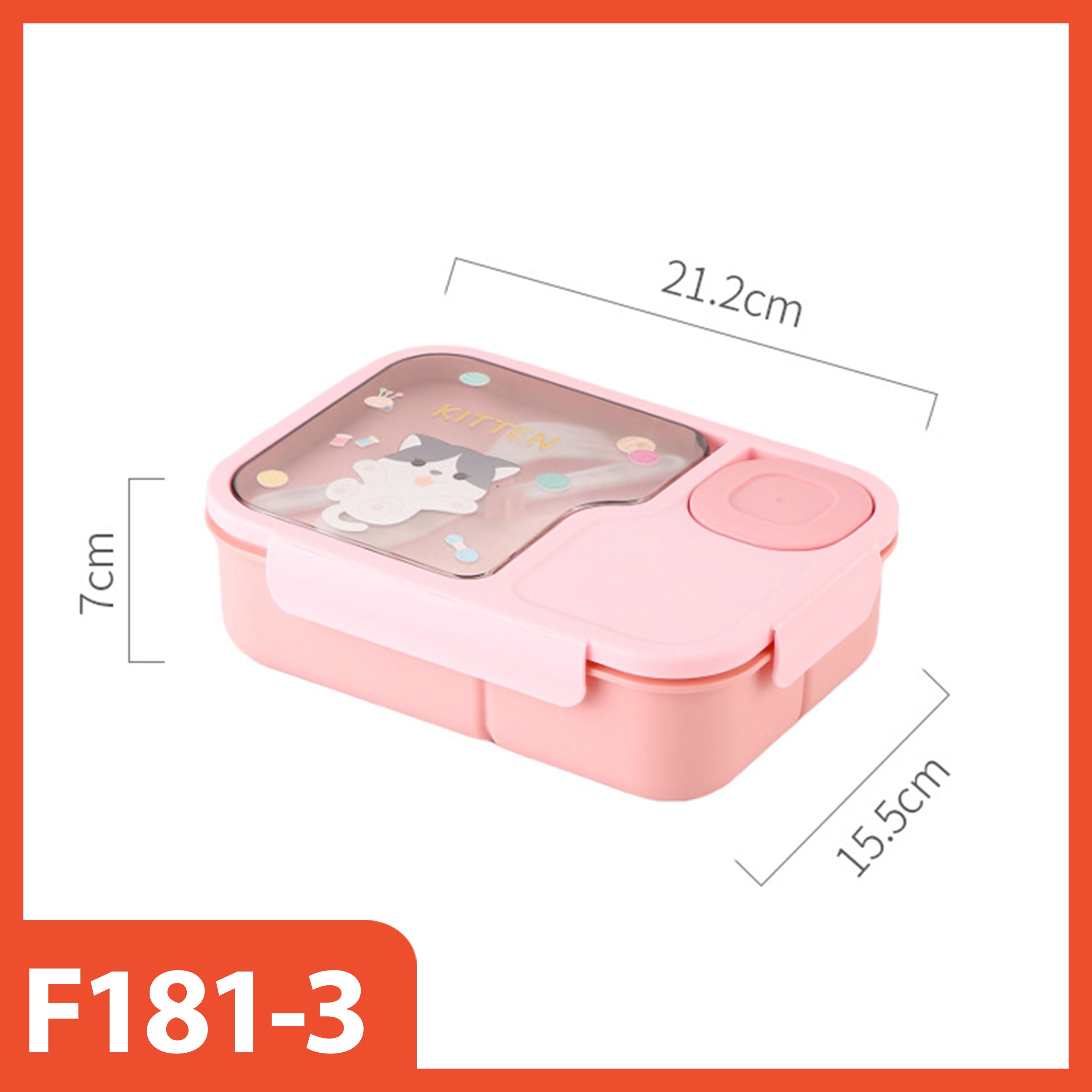 HOPTECH - 1450ml Kids Lunch Box | Microwaveable Lunch Box with 3-Section Sauce Container | BPA Free