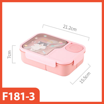 HOPTECH - 1450ml Kids Lunch Box | Microwaveable Lunch Box with 3-Section Sauce Container | BPA Free