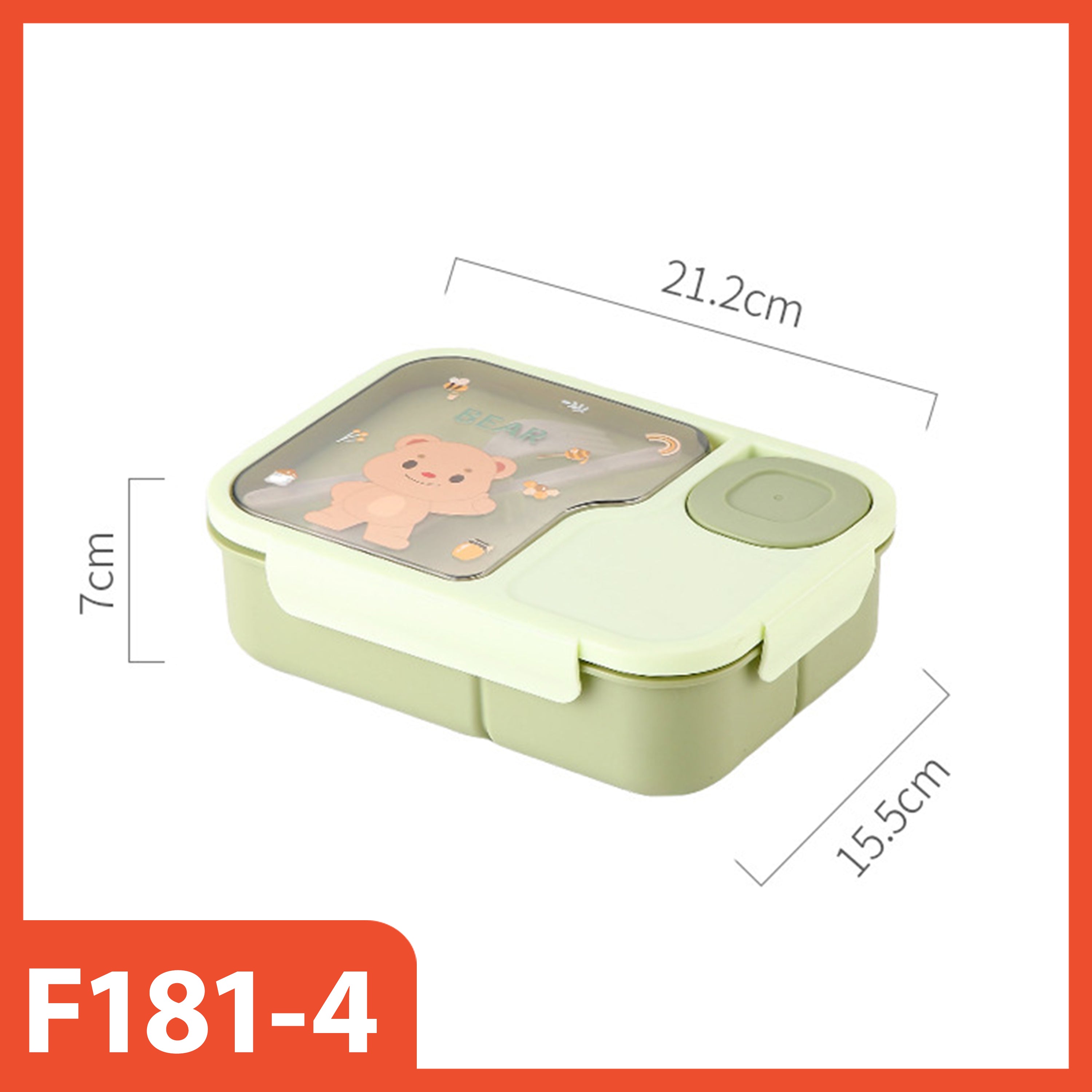 HOPTECH - 1450ml Kids Lunch Box | Microwaveable Lunch Box with 3-Section Sauce Container | BPA Free