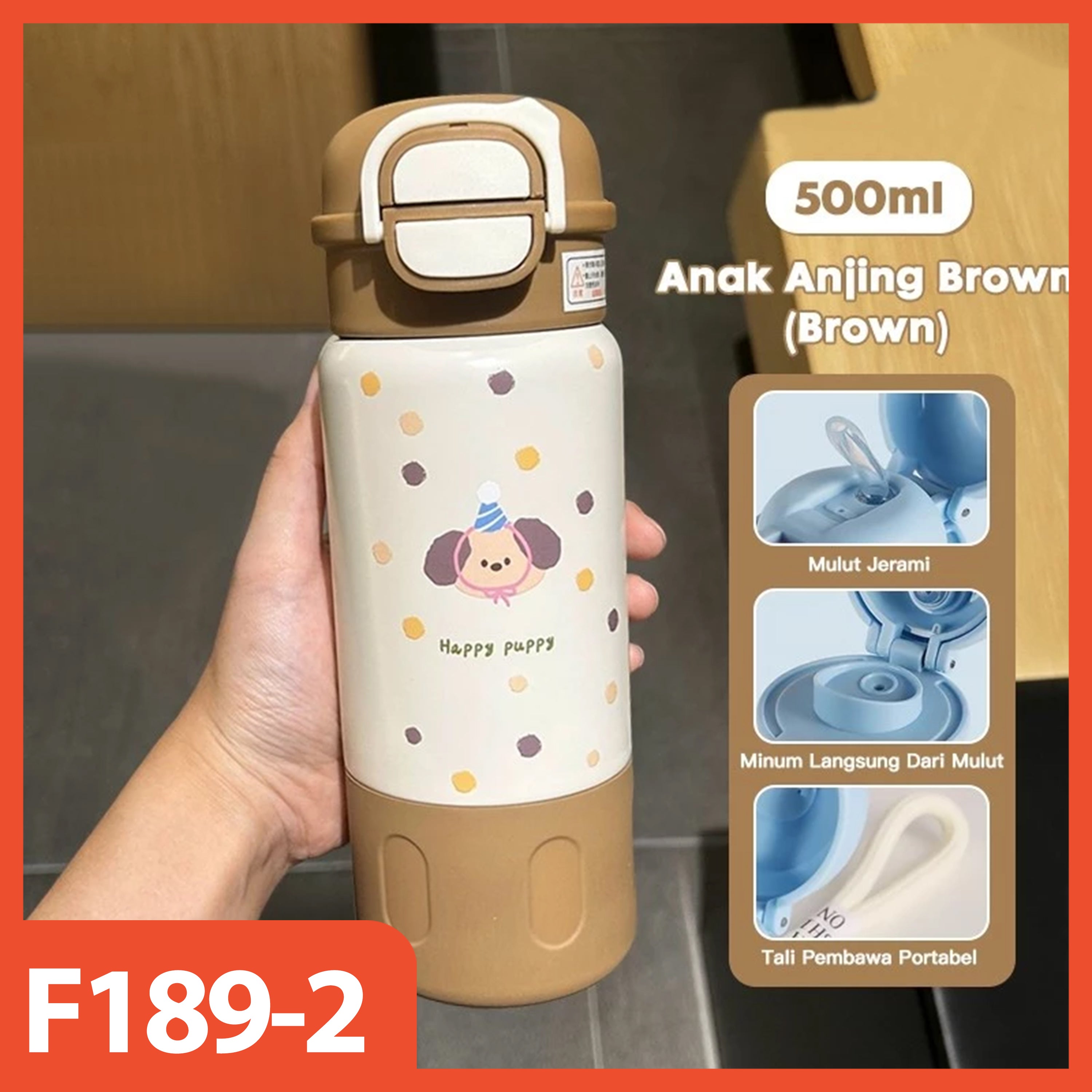 HOPTECH - 500ml Stainless Steel Tumbler Vacuum Thermos Drinking Bottle with Straw, Heat &amp; Cold Resistant
